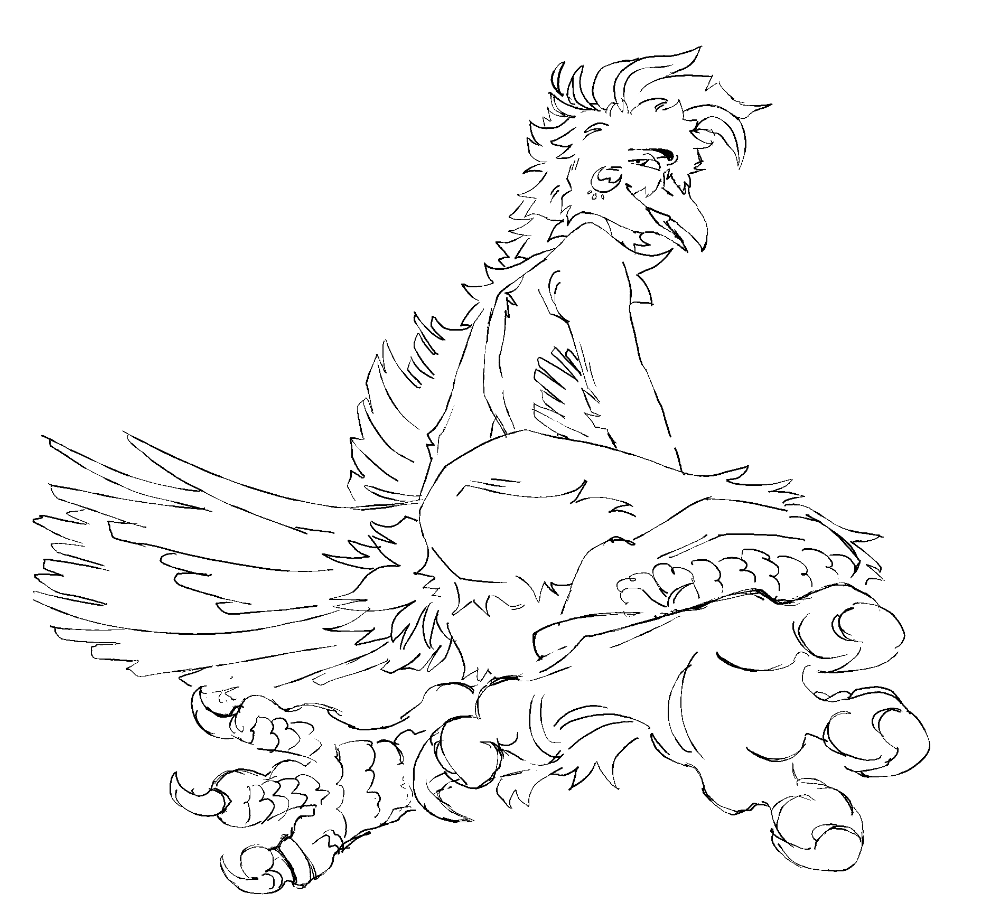 A bird with his claws present and facing the screen, with the text 'Enjoying the view?'